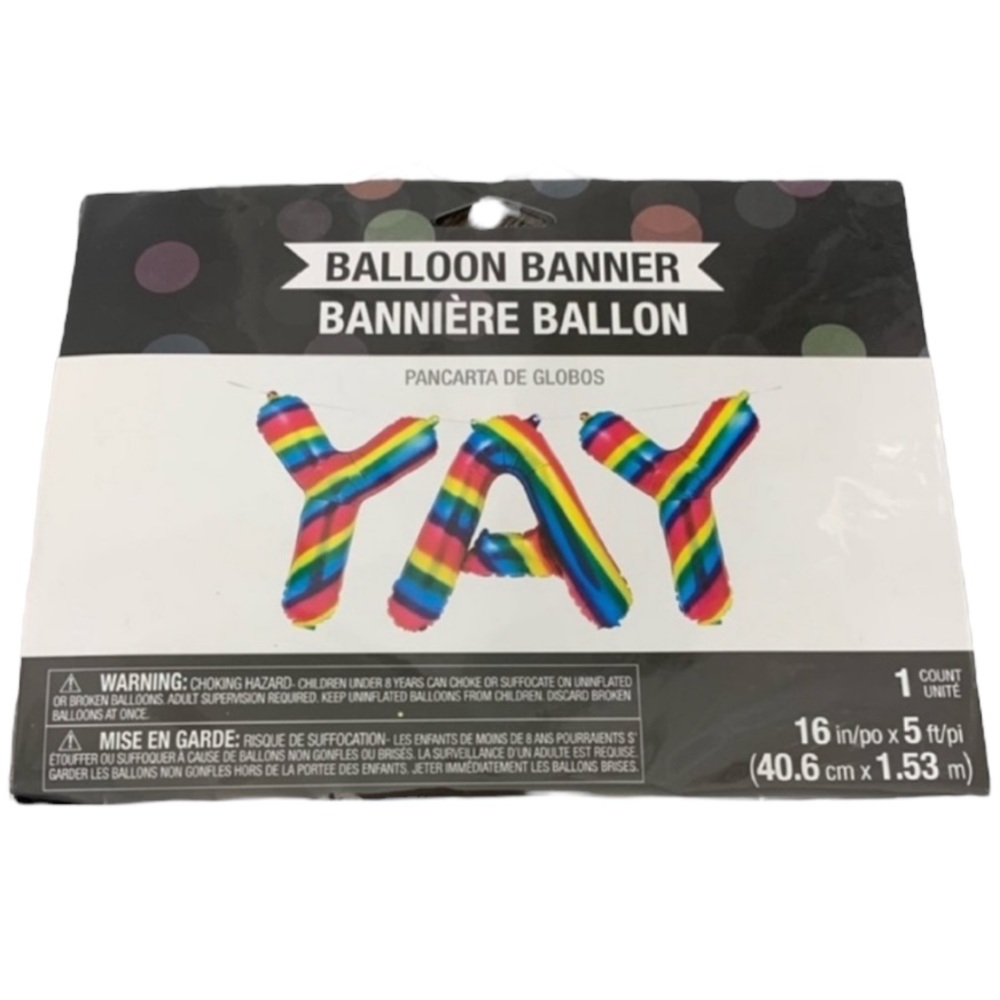 Multicolor YAY Banner Balloons - 16 inches x 5 foot